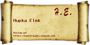 Hupka Elek névjegykártya